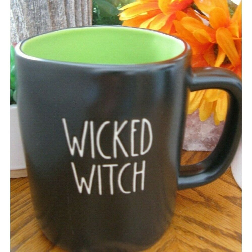 New Rae Dunn Ceramic WICKED WITCH Black & Green Coffee Tea Mug Cup